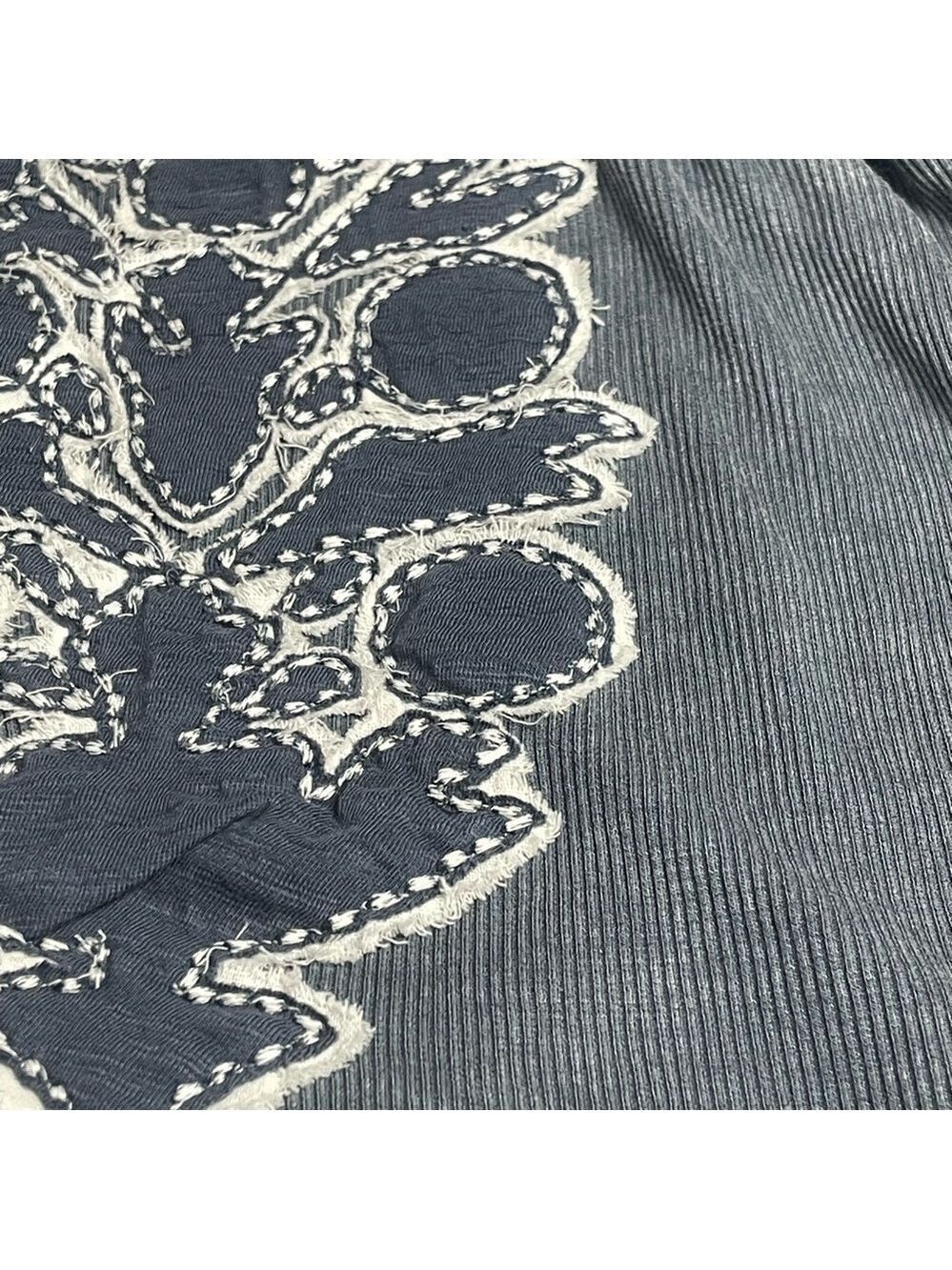 Free People FP Movement Harmony Tee - blue indigo combo burnout graphic Sz Large - Picture 15 of 15